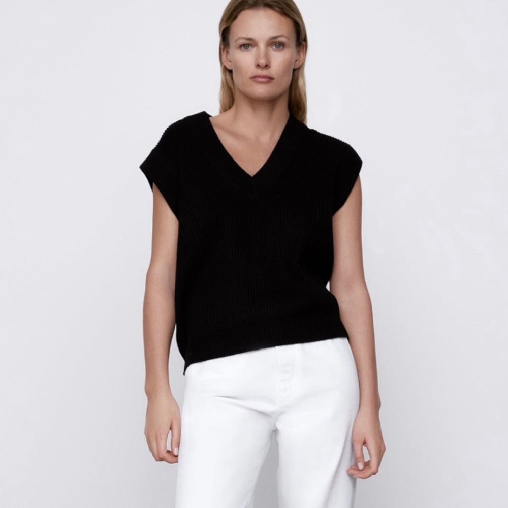 Zara black knit sweater vest